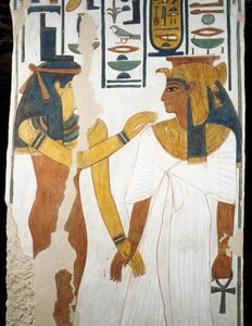 ネフェルタリ、女王の谷、ルクソール、テーベのネフェルタリの墓の第2室のフレスコ画の詳細（ユネスコ世界遺産登録 作： Egyptian 19th Dynasty