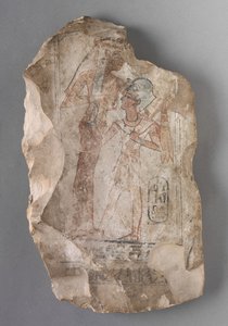 オストラコン：女神に抱かれたラメセス2世、紀元前1279年〜1213年 作： Egyptian 19th Dynasty