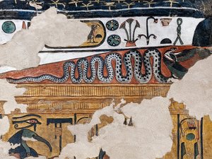翼のあるコブラの埋葬墓の絵 ネフェルタリ王妃 (壁画) 作： Egyptian 19th Dynasty