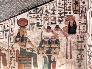 儀式の花瓶を提供する女王（壁画） 作： Egyptian 19th Dynasty
