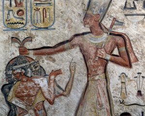 囚人の髪を掴むラメセス2世、詳細、エジプト文明、新王国時代、第19王朝 作： Egyptian 19th Dynasty