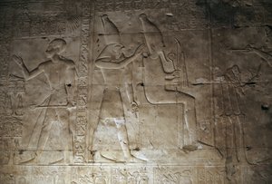 レリーフ、セティ1世神殿、アビドス、エジプト、エジプト文明、新王国時代、第19王朝（写真） 作： Egyptian 19th Dynasty