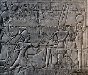 セティ1世のシリアとパレスチナにおける遠征、浮き彫り、カルナック神殿複合体、大列柱室の北外壁（ユネスコ世界遺産リスト 作： Egyptian 19th Dynasty