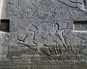 セティ1世のシリアとパレスチナにおける遠征、浮き彫り、カルナック神殿複合体、大列柱室の北外壁（ユネスコ世界遺産リスト