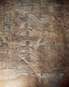 カデシュにおけるエジプト人とヒッタイト人の戦い、レリーフ、アブシンベル神殿（ユネスコ世界遺産リスト 作： Egyptian 19th Dynasty