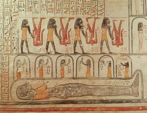 ラムセス6世の墓（紀元前1143〜1136年）の墓の埋葬室からの地球の書の詳細（壁画） 作： Egyptian 20th Dynasty
