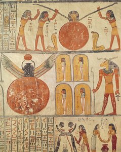 地球の書、ラムセス6世の墓の墓室からの詳細（r.1143-1136 BC）ニューキングダム（壁画）
