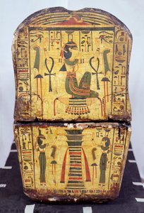 紀元前1100年頃、新王国時代にデイル・エル・バーリで発見されたとされるネシームンのミイラの棺の端面図（木部塗装品