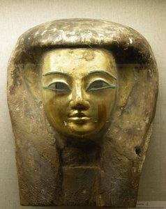 石棺からの頭、Sait期間（ヤシの葉と金箔）
