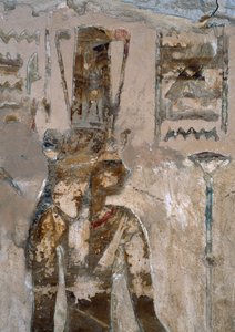 エジプト、ギザ、バハリヤ・オアシス、アイン・エル・メフトラ神殿の壁画、第26王朝（紀元前663～525年）、詳細 作： Egyptian 26th Dynasty