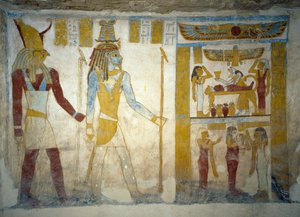 エジプト、ギザ、バハリヤ・オアシス、パ・ネントウィーの墓の壁画 エジプト文明、第26王朝、前663～525年