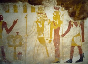 エジプト、ギザ、バハリヤ・オアシス、パ・ネントウィーの墓の壁画 エジプト文明、第26王朝、前663～525年