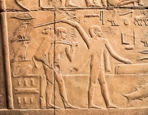 農作業のシーン、ディテール 作： Egyptian 4th Dynasty