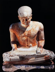 書記の座像 エジプト ギザ出土 紀元前2575年 第4王朝 （ライムストーンに彩色を施したもの） 作： Egyptian 4th Dynasty