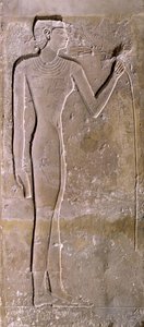 蓮の花の臭いがする女性を描いた柱、旧王国、2423-2263 BC