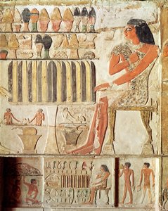 食卓の前の死者、エジプト、旧王国（壁画） 作： Egyptian 5th Dynasty