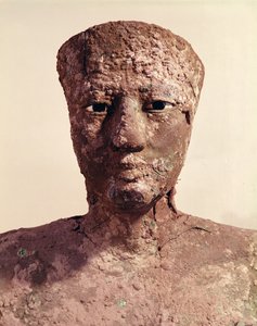 ペピ1世像（前2289～2255年）頭部詳細、ヒエラコンポリス出土、前2281～2241年頃（銅製 作： Egyptian 6th Dynasty