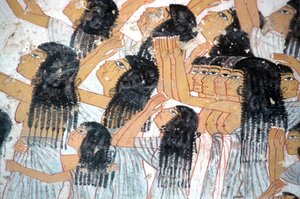 古代エジプト、絵画、葬列の中で泣き叫ぶ女性たち、ラモセの墓、貴族の谷、テーベ 作： Egyptian Egyptian