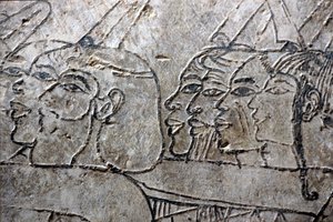 古代エジプト、壁画、アジアの捕虜、アマルナ様式、ラモセの墓、貴族の谷、テーベ 作： Egyptian Egyptian