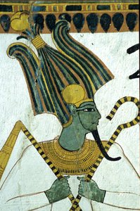 古代エジプト、壁画、冥界の王オシリス、セネデムの墓、テーベ、デイル・エル・メディナ 作： Egyptian Egyptian