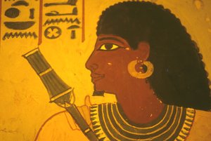 古代エジプト、壁画／壁画／フレスコ画、セヌフェルの墓、テーベ／ルクソール、笏を持つセヌフェル、テーベ市長、アメノフィス2世の監督官 作： Egyptian Egyptian