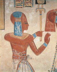 エジプト、古代テーベ、王妃の谷、アモンヘルクホペスヘフの墓の死んだ王子の絵入りレリーフ