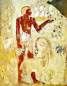 動物のいけにえを描いたエジプトの墓の壁画 作： Egyptian Egyptian