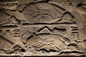 ルクソール神殿：生贄の牛（レリーフ） 作： Egyptian Egyptian