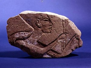 ネフェルティティのレリーフ頭部、アバダヤ墓B86（石）より 作： Egyptian Egyptian