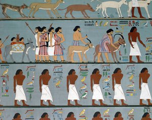 エジプトへの入国許可を求めるセム族、模写（絵画） 作： Egyptian Egyptian