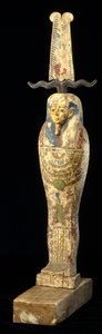 コンパニオンスタチュー、紀元前332-30年（木、多色、金） 作： Egyptian Ptolemaic Period