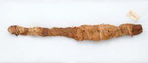 クロコダイルのミイラ、マンファロント、紀元前305-30年に発見（動物の遺体とリネン） 作： Egyptian Ptolemaic Period
