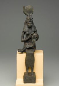 ホルスを抱くイシスの座像（ブロンズ 作： Egyptian Ptolemaic Period