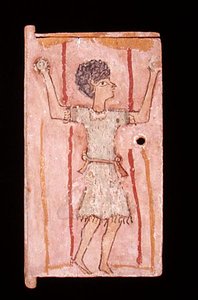 ジャグリングをする少年、キャビネットの扉（木部塗装） 作： Egyptian School