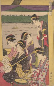 涼み舟での芸妓の宴。 ボートの第 2 のシーン...、ca. 1796年。 作： Eishōsai Chōki
