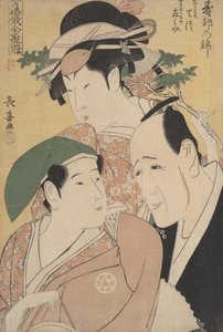 歓楽街の正月にわか祭。 1796年。 作： Eishōsai Chōki