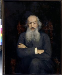 歴史家コンスタンティン・ベストイェフ・リオウミンの肖像 (Bestoujev-Rioumine) (1829-1897) - Ekaterina Sergeevna Zarudnaya Kavos (1862-1918) による絵画、キャンバスに油彩 (101x79 cm) 作： Ekaterina Sergeevna Zarudnaya Kavos