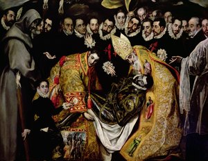 オルガス伯爵の埋葬（1323年の伝説より）、若いページの詳細、聖エチエンヌ、伯爵、聖アウグスティヌス 作： El Greco