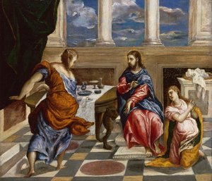 マルタとマリアの家のキリスト 作： El Greco