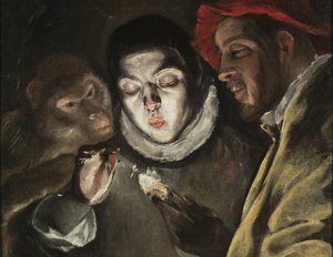 La fable - Peinture de Dominicos Theotokopoulos dit Le Greco (1541-1614), huile sur toile (50.5x63.6 cm), vers 1580 - (The Fable, oil on canvas by El Greco) - Museo del Prado, Madrid (スペイン) ) 作： El Greco