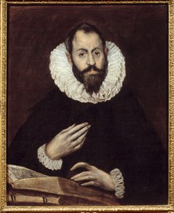 男の肖像。エル・グレコことドメニコス・テオトコプーロス（1541-1614）の絵画、1600-1610年頃。油彩・キャンバス。アミアン、ピカルディ美術館 - 男性の肖像画。エル・グレコと呼ばれるドメニコス・テオトコプーロス（1541-1614）の絵画、1600-1610年頃。カンバスに油彩。ピ 作： El Greco