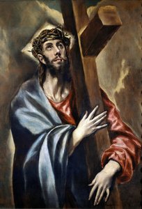 The Road to calvary, detail of Christ carrying the cross (oil on canvas