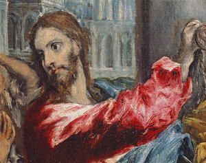神殿から商人を追い出すキリスト、キリストの詳細、1580キャンバスに油彩、29580