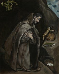 瞑想でひざまずく聖フランシスコ、15951600。 作： El Greco