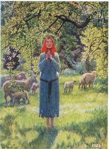 ジャンヌ・ダルク: 奇妙な声が風に乗って聞こえました。 (リソ) 作： Eleanor Fortescue Brickdale