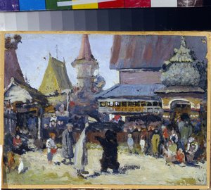 王子の宮廷。 （プリンスコート）。 苦難の時代のモスクワ大公国の熊使い（1598-1613）。 Elena Dmitryevna Polenova（1850-1898）による絵画、キャンバスに油彩 作： Elena Polenova