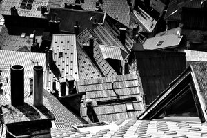 幾何学的な都市の屋根 作： Elena Raceala
