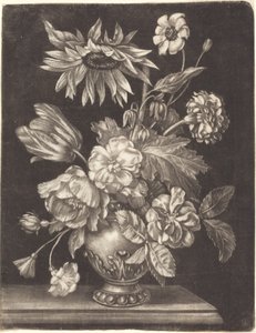 ひまわりのある花の静物 作： Elias Christoph Heiss