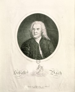 フリードリヒ・ヴィルヘルム・ネトリングによって彫刻されたヨハン・セバスチャン・バッハ（1685-1750）の肖像（彫刻）（bw写真） 作： Elias Gottleib Haussmann