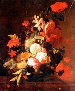 薔薇、チューリップ、コンボルブリなど 作： Elias van den (follower of) Broeck